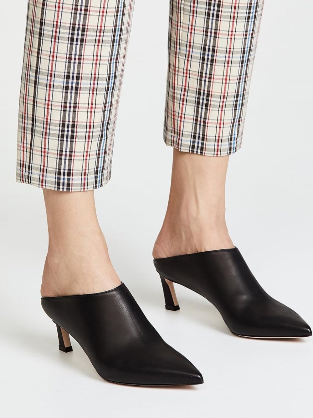 Stuart Weitzman Mira Black Leather Mules Size 8M